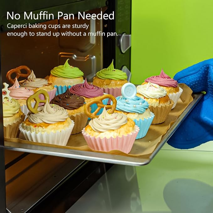 Caperci Heavy Duty Standard White Cupcake Liners 150 Counts - Grease-Resistant Paper Muffin Baking Cups, Odorless, No Muffin Pan Needed, Easily Peels (White) - Image 4