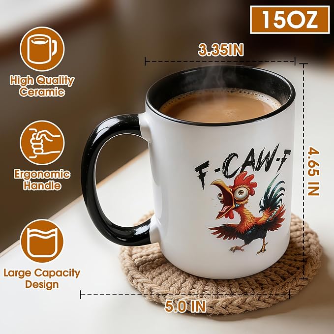 Funny Coffee Mugs for Women Men,15oz Ceramic Novelty Chicken Cup | Novelty Mugs,Fun Birthday Gifts for Friends,Family,Cool White Elephant Gifts for Adults,Unique Office Gag Gifts for Coworkers - Image 3