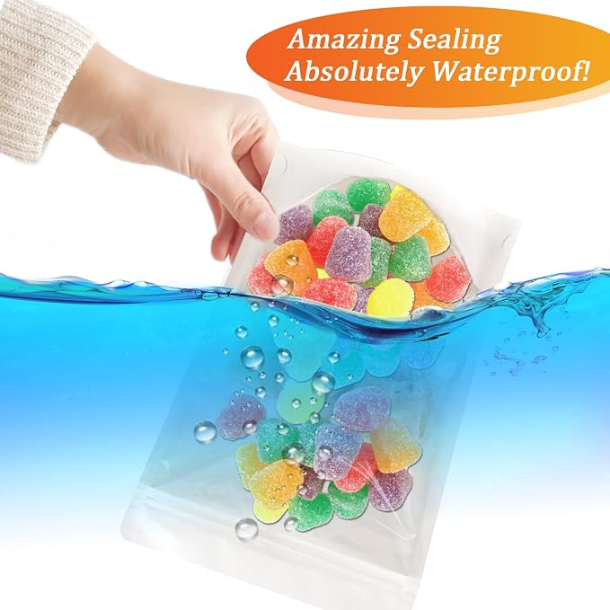100 PCS Resealable Packaging Bags for Small Business，Kraft Bags With Window Clear Fornt Heat Seal Sealable 4.7"X7.9"Paper Zipper Stand Up Pouches Nut Bag Coffee Cookie Herb Food Bakery Storage - Image 5