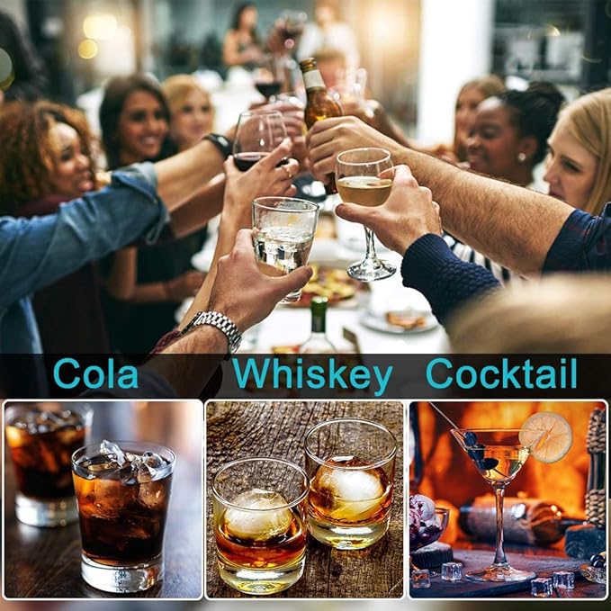 Silicone Ice Cube Tray with Lid, Make 2" Big Square Ice Cubes, Large Whiskey Ice Cube Mold, Ice Cubes Mold for Cocktails & Wine, Soups and Frozen Treats, Without BPA