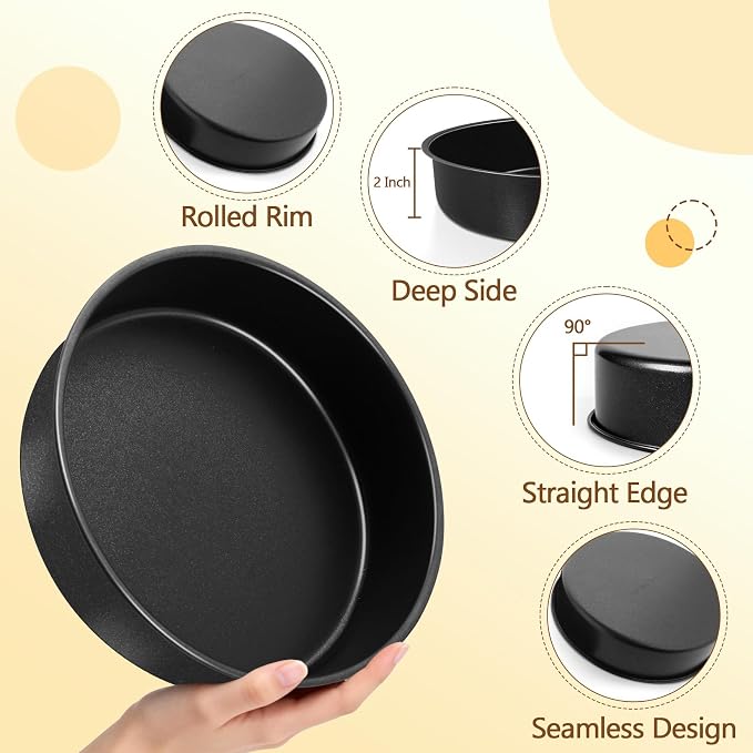 P&P CHEF 9 Inch Cake Pan Set of 1, 1 Pc Nonstick Round Cake Baking Pans | Stainless Steel Core & Non-stick Coating, Layer Cakes Tin for Cooking, Ideal for Birthday Wedding, Oven & Dishwasher Safe - Image 3