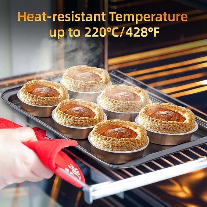 Beasea Mini Ramekins with Lids, 120 Pack 4 Inch 8oz Disposable Creme Brulee Tart Pie Tins Rose Gold Small Aluminum Foil Cake Baking Tins Pans Individual Round Containers Oven Safe for Baking - Image 5