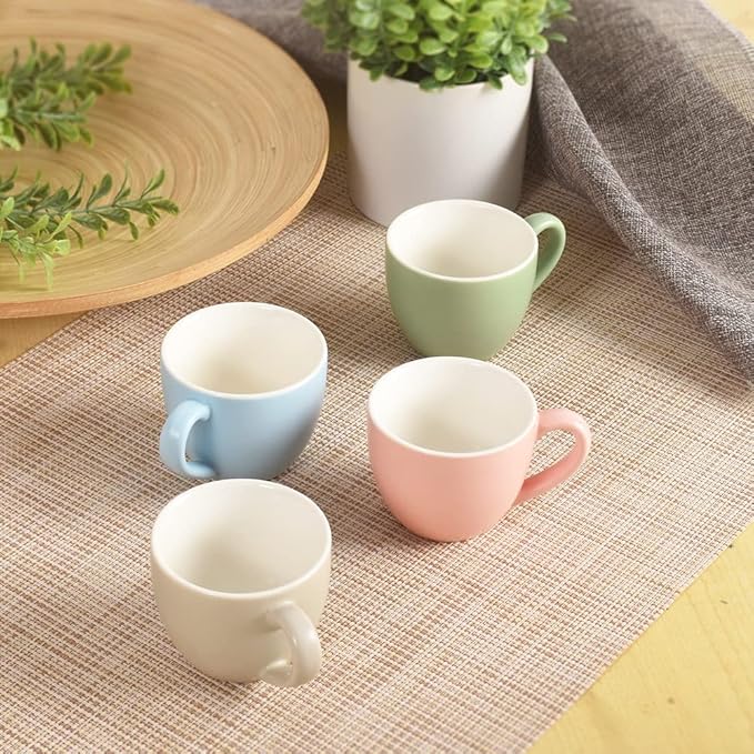 homEdge Mini Porcelain Espresso Cup, 3 Ounces / 90 ml Tiny Cofffee Mugs Demitasse for Espresso, Tea- Set of 6, Multicolor