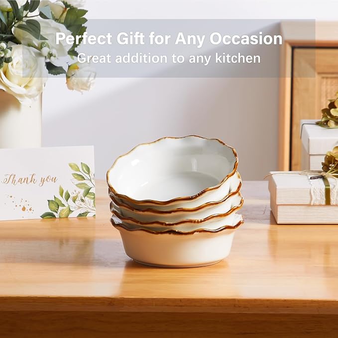 ONEMORE Mini Pie Pans, 6.8 inch Ceramic Pie Dish for Baking Nonstick Small Pie Pans Deep Dish Pie Plates Mini Tart Pans, Ideal for Chicken Pot Pie & Desserts, Individual Pot Pie Baking Dishes Set of 4 - Image 6