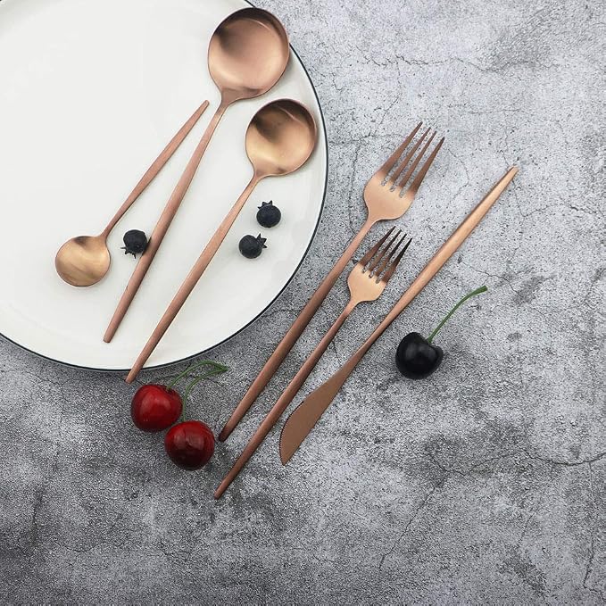 JASHII Silverware Set, 36 Piece Food Grade Stainless Steel Flatware Set Fork Spoon Knife Utensils for Daily Use and Party, Service for 6 Anti Rust, Safe in Dishwasher (Matte Rose) - Image 4