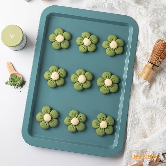 CHEFMADE Sheet Pan, 13 Inch Nonstick Carbon Steel Baking Cookie Pan | For Baking, Roasting & Pastry ∙ Oven Bakeware ∙ Even Heat Distribution (Green) - Image 3