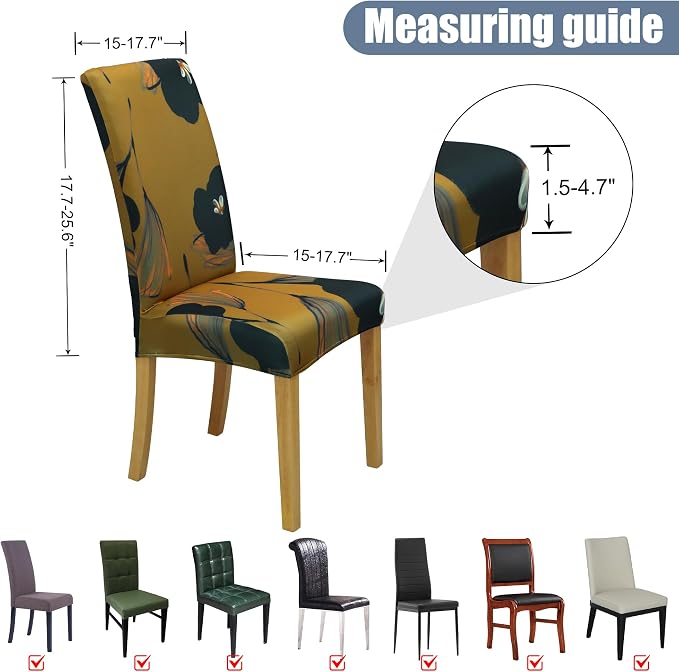 Dining Chair Covers, Stretch Seat Covers, Washable Furniture Protector | 4 Pack, Washable, Stretch Fit, Soft, Non Slip, Dining Chair Covers, Seat Protector, Furniture Cover,Easy Clean - Image 5