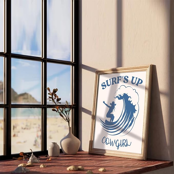 XOCUUI Coastal Cowgirl Wall Art,Coquette Blue Cowgirl Boots Posters，Blue Beachy Cowgirl Room Decor,Preppy Aesthetic Pictures Prints for Teen Girl Dorm Apartment Decoration 8x10 (Unframed) - Image 5