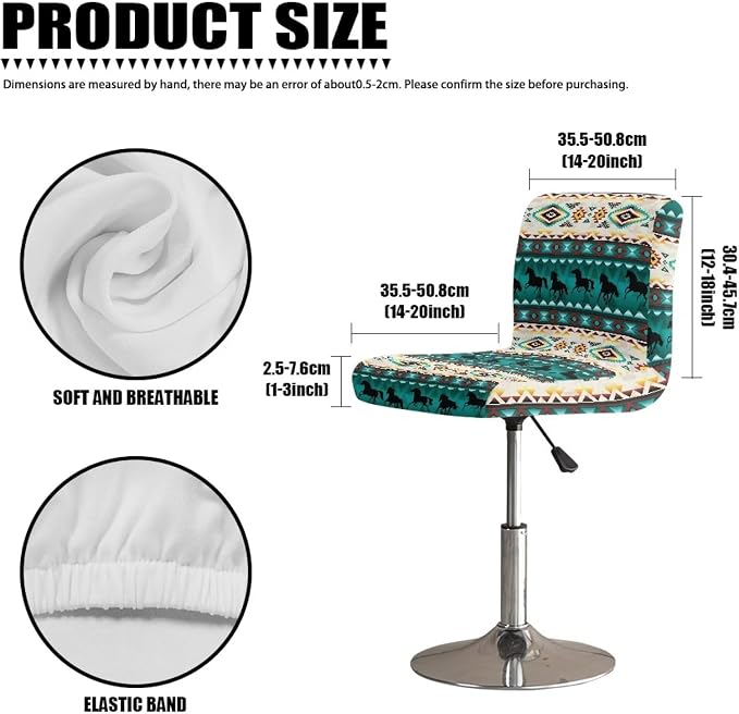 Aztec Horse Bar Stool Seat Covers, Set of 2 Barstool Slipcovers Counter Stool Chair Covers Dustproof Seat Protector Bar Seat Cover - Image 7