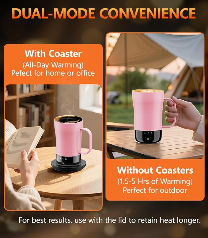 Self-Heating Coffee Mug, 14oz Heated Coffee Mug - Rechargeable Temperature Control Coffee Mug Keep Coffee Hot, Smart Mug Great Gift for Coffee Lovers & Slow Sippers - Image 3