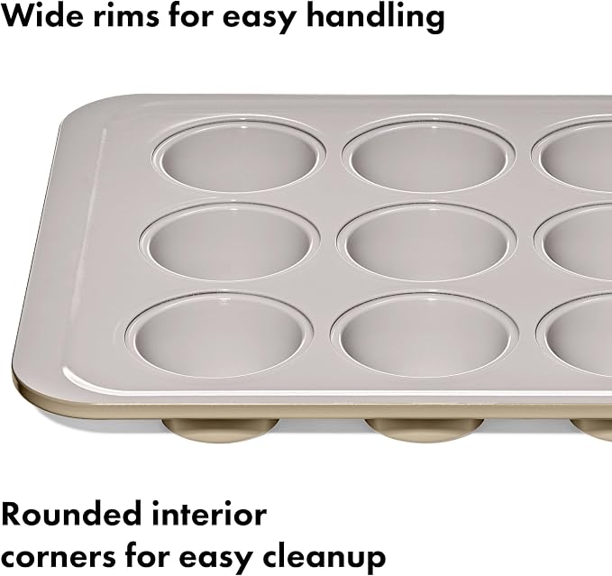 OXO Good Grips Non-Stick Pro Ceramic Coated Metal Bakeware 12 Cup Muffin Pan – Biscuit - Image 5