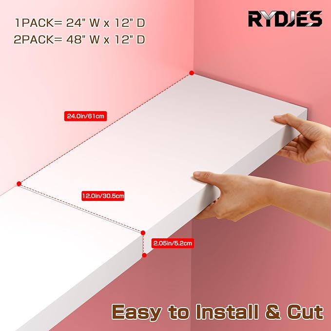 Wire Shelf Covers 24" W X 12" D,Wire Rack Covers for Pantry 2 Pack | White PVC Wire Rack Covers for Closet Shelves Liner, Laundry Room,Kitchen Organization,Waterproof,Tool-Free - Image 3