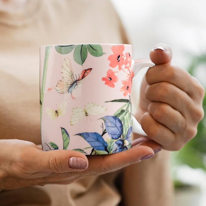 Maison d' Hermine Coffee Mug with Handles Tea Cups (12 Ounce, Pack of 1) | Fine Bone China Coffee Mugs for Hot Beverages Cappuccino Latte Home Restaurant Hotel Spring Summer -Canne - Fargesia - Image 6