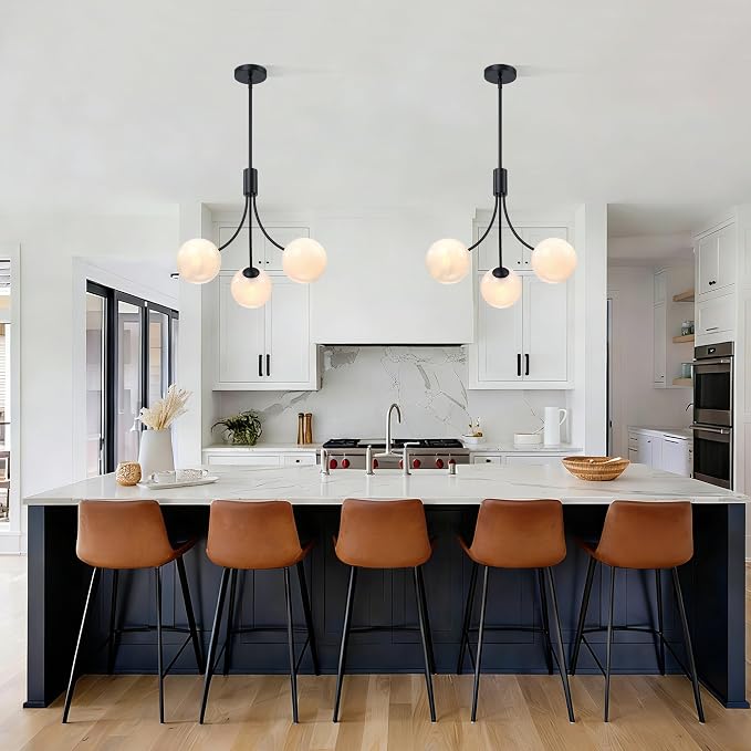 Bubble Chandelier, Modern Glass Black Sputnik Chandelier 3-Light Ceiling Light Fixture Shades Stylish Bright Lighting for Dining Room Kitchen Bedroom Living Room Foyer Home Decor - Image 4