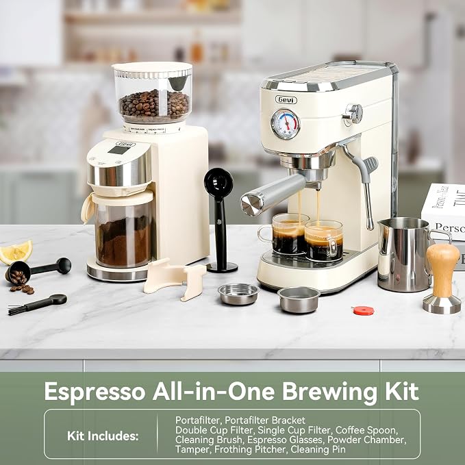 Gevi 20 Bar Espresso Machine with Conical Burr Anti-Static Coffee Grinder | 35 Precise Grind Settings;Removable Water Tank;Include Necessary Accessories;Easy to Clean and Maintain;with Milk Frother; - Image 4