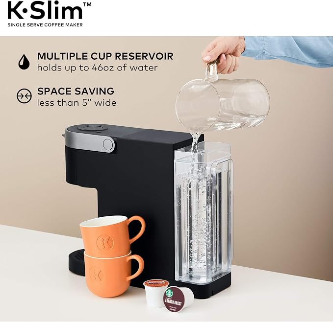 Keurig K-Slim Single Serve K-Cup Pod Coffee Maker, Multistream Technology, 3 Brew Sizes, Slim and Sleek Design, 46oz Removable Reservoir, Black | Multistream Technology, 3 Brew Sizes, Sleek Design, Removable Reservoir - Image 6