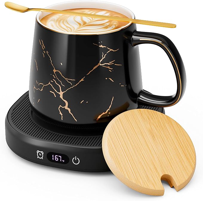 Coffee Mug Warmer & Luxury Marbling Mug Set, Electric Cup Warmer with Auto Shut Off, 4 Temperature Setting Smart Beverage Warmer, 8-Hours Auto Shut Off (Luxury Marbling Mug) by LOUTYTUO