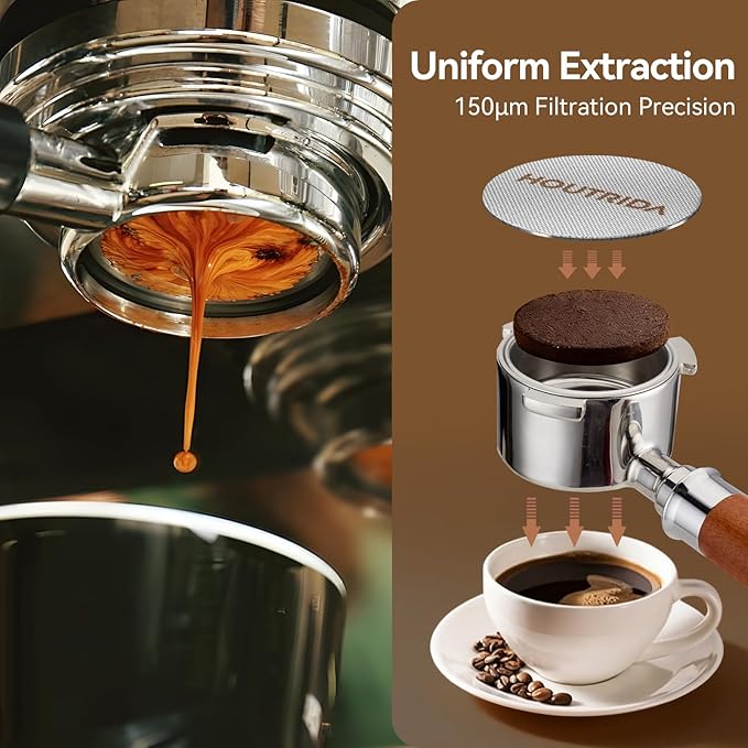 53.5mm Puck Screen 3 Pack, Reusable Espresso Screen 316 Stainless Steel, 1.7mm Thickness Portafilter Mesh 150μm Metal for Espresso 51mm Portafilter Filter Basket