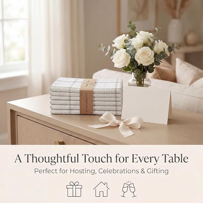Urban Villa Cloth Napkins Cotton 20x20 (Set of 12) Tiny Checks - Image 9