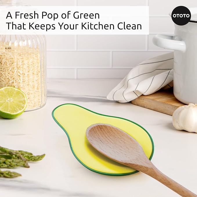 OTOTO Avocado Spoon Rest for Stove Top - Silicone Spoon Rest for Kitchen Counter, for Ladles, Tongs, Spatula Funny Cool Cute Kitchen Gifts Gadgets Accessories - Image 6