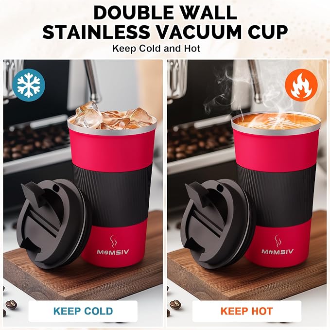 MOMSIV 17oz Travel Coffee Mug, Insulated Coffee Cup with Leakproof Lid | 6-Hour Heat Retention, 360°Leak proof, Vacuum Stainless Steel Double Walled, BPA-free, Reusable And To Go Coffee Mug - Image 3