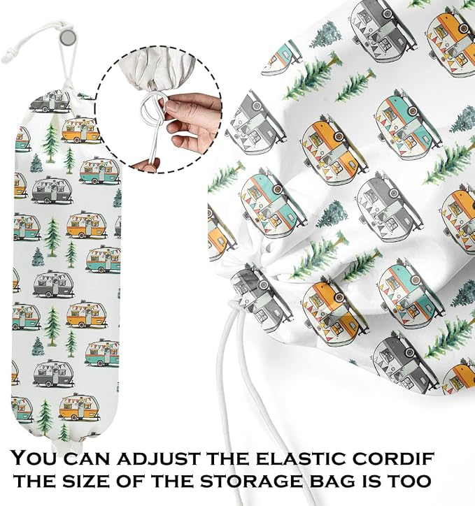 Camping Plastic Bag Holder, Wall Mount Trash Bag Holder, Rv Forest Reusable Grocery Bags Organizer Storage Dispenser for Camp Kitchen Pantry, Camping Gifts for Women Men Camper, 22.5x9 Inch - Image 4