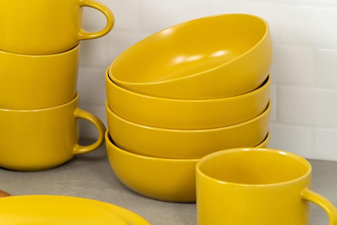 10 Strawberry Street Wazee Matte Coupe Dinnerware, Bowl, Yellow, Set of 6 - Image 5