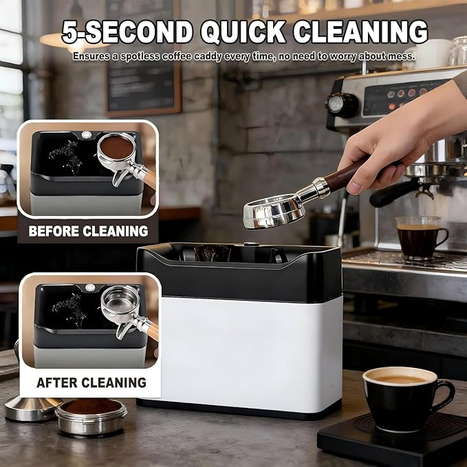 Electric Espresso Knock Box, Automatic Portafilter Cleaner for Espresso and Coffee Puck, Essential Accessories for Home or Commercial Coffee Bar - Image 2