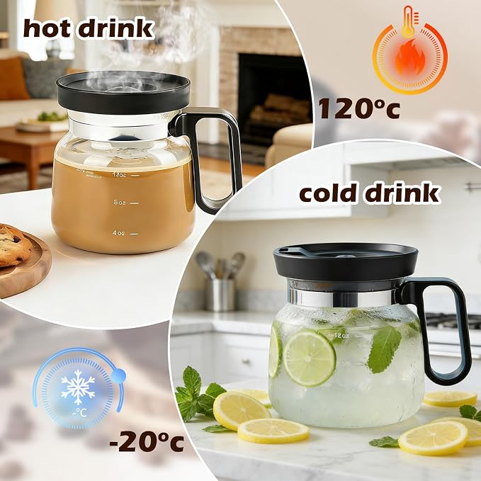 16 Oz Glass Mini Coffee Pot Mug with Spill Proof Lid, Heatproof Clear Coffee Pot Cup, Novelty Coffee Mug for Travel & Office, Ideal for Coffee Lovers (1 Pack) - Image 7