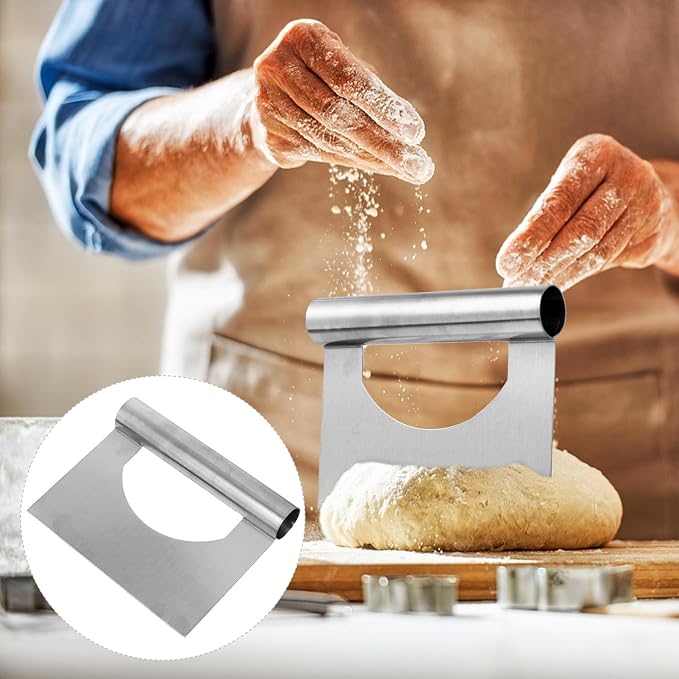 VOSAREA Stainless Steel Dough Cutter with Creative Design Handle for Scraping Dough and Baking Scrapers, Kitchen Chopper Tool for Flat Cooking and Pastry Preparation - Image 6