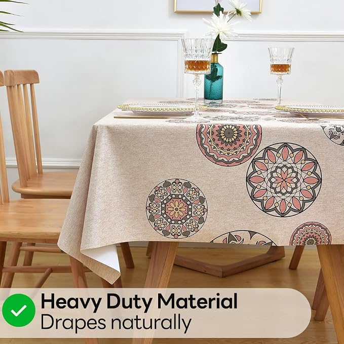 Wipeable Waterproof Tablecloth Vinyl Tablecloths for Rectangle Tables Heavy Duty PVC Tablecloth for Kitchen Dining Table(Flowers-2, 54'' x 84'') - Image 4