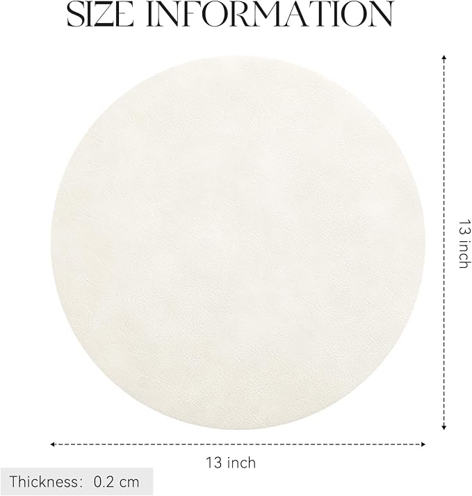MOSAYT 13 Inch Round Vinyl Placemats Set of 6 - Faux Leather 100% Waterproof Oil-Proof Wipeable PU Place Mats, Heat Resistant Reversible Table Mats for Kitchen, Dining, Outdoor, Beige - Image 5