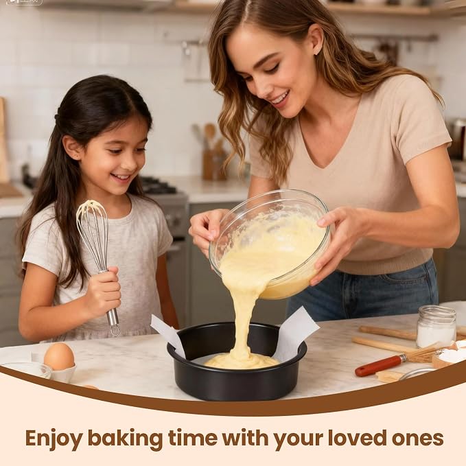 6 Inch Round Cake Pan Set of 3 - Nonstick Carbon Steel Cake Baking Pans with 100 PCS Parchment Paper, Dishwasher Safe, Durable for Layer Cakes, Birthday & Christmas Baking - Image 6