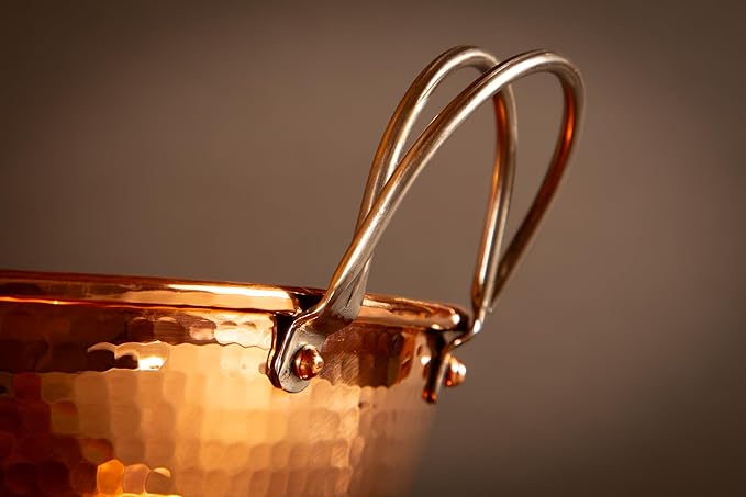 Sertodo Copper Mixing Bowl | 2.5 quart capacity, 10-inch diameter | Ergonomic Stainless Steel handle | 100% Pure Copper, Heavy Gauge, Hand Hammered | Whip Eggs Whites to Perfection | NOT for Salads