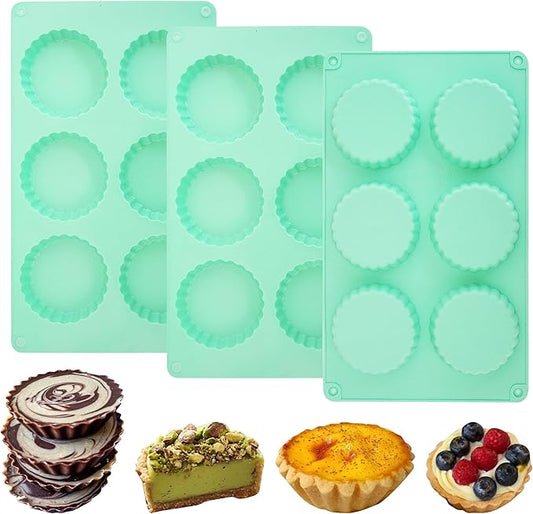 3Pack Mini Tart Pan Silicone, Mini Quiche Pans 3Inch,Non-stick Pie Pans, Egg Tart Mold for Pies, Quiches, Mousse Cakes, Dessert Baking