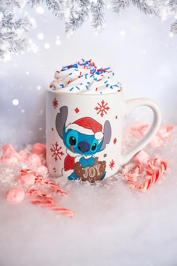 Silver Buffalo Disney Lilo and Stitch Santa Glitter, Ceramic Mug, 14oz | Dressed as, Christmas, Holiday Joy, 0.4 Liters - Image 6