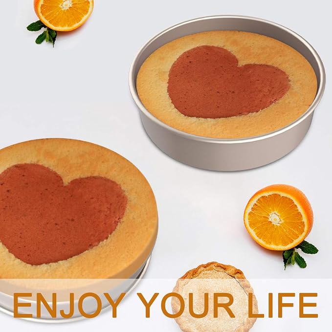 CHEFMADE Round Cake Pan, 8-Inch with Removable Loose Bottom | Nonstick carbon steel round baking pan, easy cleanup. Ideal for chiffon, angel food, and sponge cakes (Champagne Gold) - Image 7