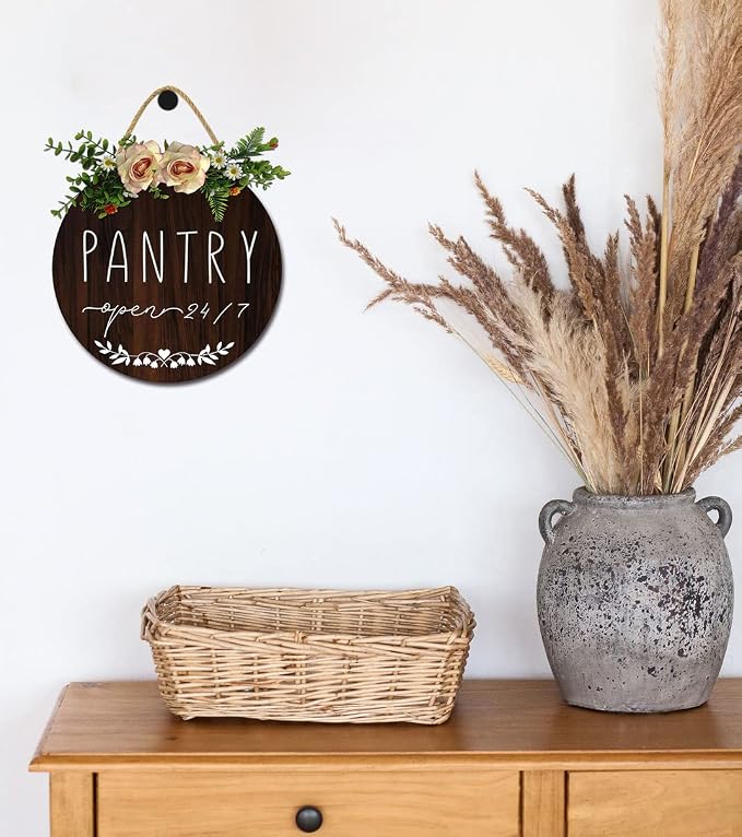Pantry Sign Pantry Wall Decor Farmhouse Pantry Sign Wooden Rustic Pantry Sign Retro Pantry Hanging Sign Wooden Art Printed Decor for Home Pantry Room Holiday Decoration, 11x11 Inch - Image 6