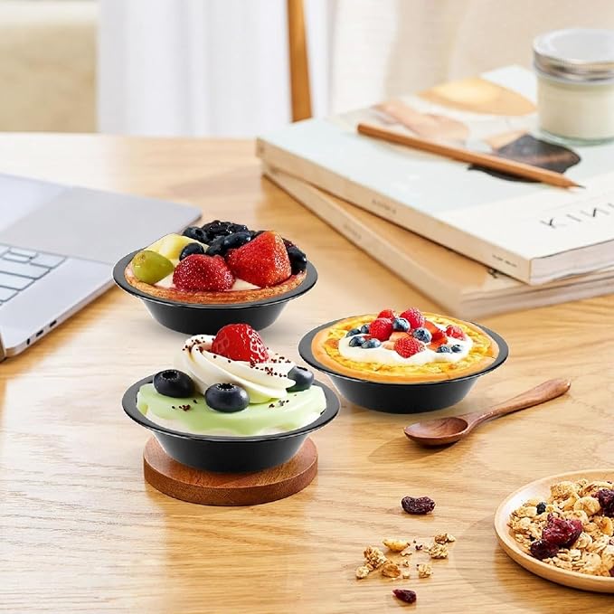 4-Pack 5 Inch Carbon Steel Tart Pans | 4-pack, 5-inch, Carbon steel, Nonstick, Round tart/pie, Even heating, Quiche/fruit pie/cake, Oil brush included - Image 5