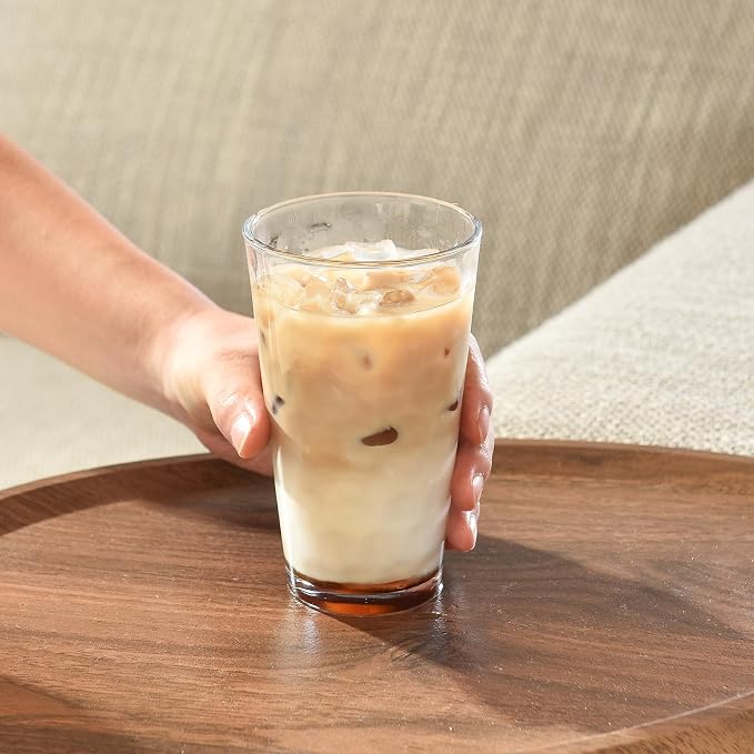ALINK 16 oz Drinking Glasses, Set of 6 Highball Glass Cups Bar Glasses, Clear Heavy Base Stemmed Water Glasses for Beer, Iced Coffee Cups, Cocktail Glasses, Wine, Iced Tea, Dishwasher Safe - Image 7