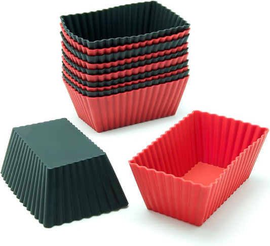 Freshware Cupcake Liners, Pack of 12 Silicone Muffin Cups, 2.8 Inch Baking Cups, Reusable & Non-stick Cupcake Liners for Party Halloween Christmas, Rectangular