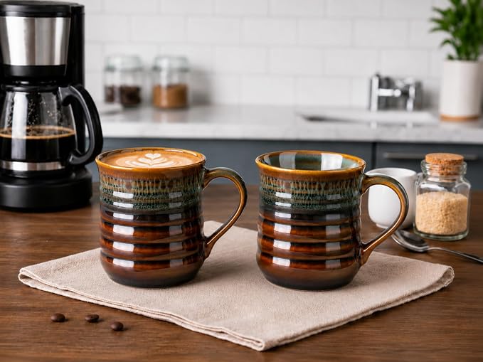 GBhome 18oz Large Coffee Mug, Handmade Ceramic Coffee Mug for Latte/Tea/Beer/Hot Cocoa, Dishwasher & Microwave Safe, Multi-Green - Image 8