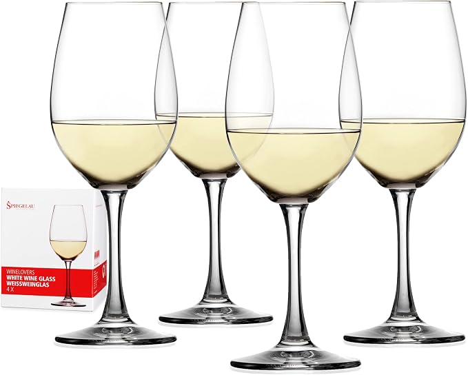 Spiegelau Wine Lovers White Wine Glasses Set of 4 – Elegant Stemmed Crystal Wine Glassware for Chardonnay, Sauvignon Blanc & Riesling – Lead-Free Crystal Glass Set by Spiegelau