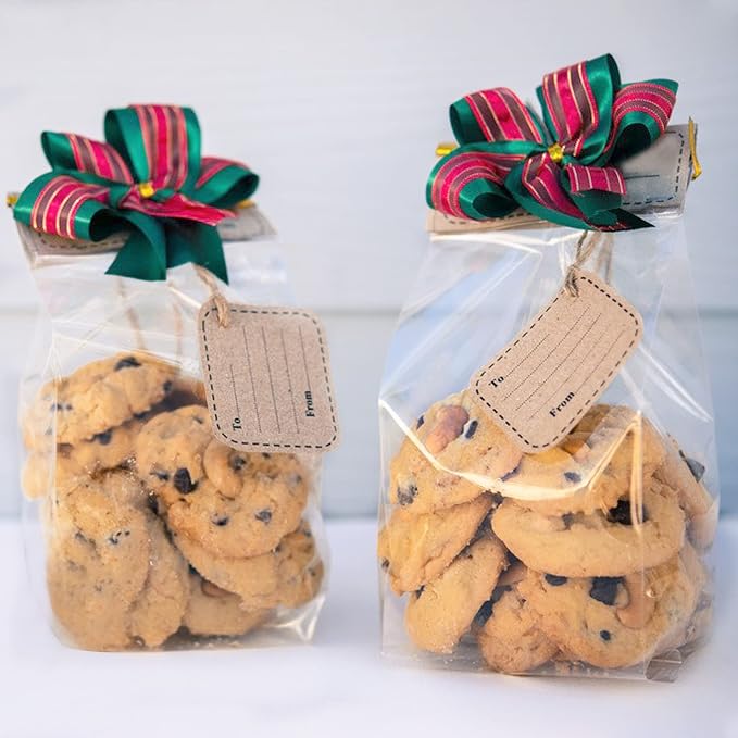 Morepack Gusseted Flat Bottom Cellophane Bags 5x3x12 In 50Pcs | Gusseted Cello Bags with Paper Insert (Bow and Ribbon Not Included) - Image 6