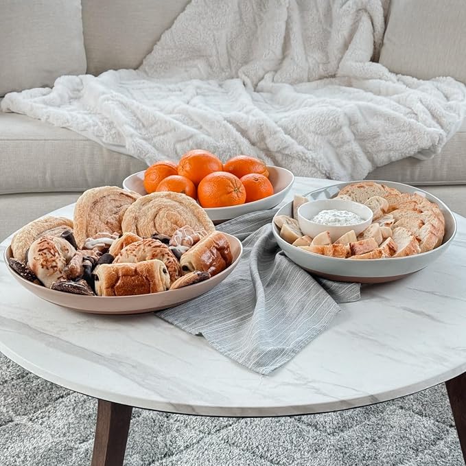 Mora Ceramic Large Serving Bowls- Set of 2 Oval Platters for Entertaining. Modern Kitchen Dishes for Dinner, Fruit, Salad, Turkey, etc. Oven, Dishwasher Safe, 55/35 oz, 13.5" / 11.8" - Vanilla White - Image 6