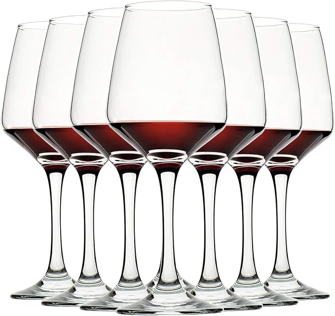 C CREST Wine Glasses Set of 8, 12oz, Lead-free, Clear, Durable Glassware by CCREST