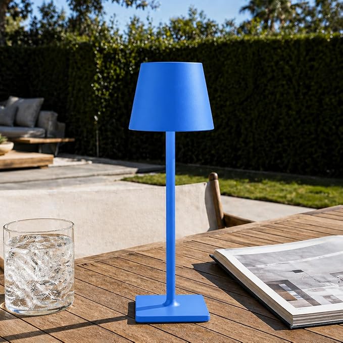 Yogaret Blue Cordless Table Lamp Set of 2, Indoor/Outdoor Table Lamp for Restaurant Home Dinner Patio Pinic | Portable table lights set of 2 wireless battery operated lamps for indoor tables, patio, restaurant, dinner and kitchen use - Image 2