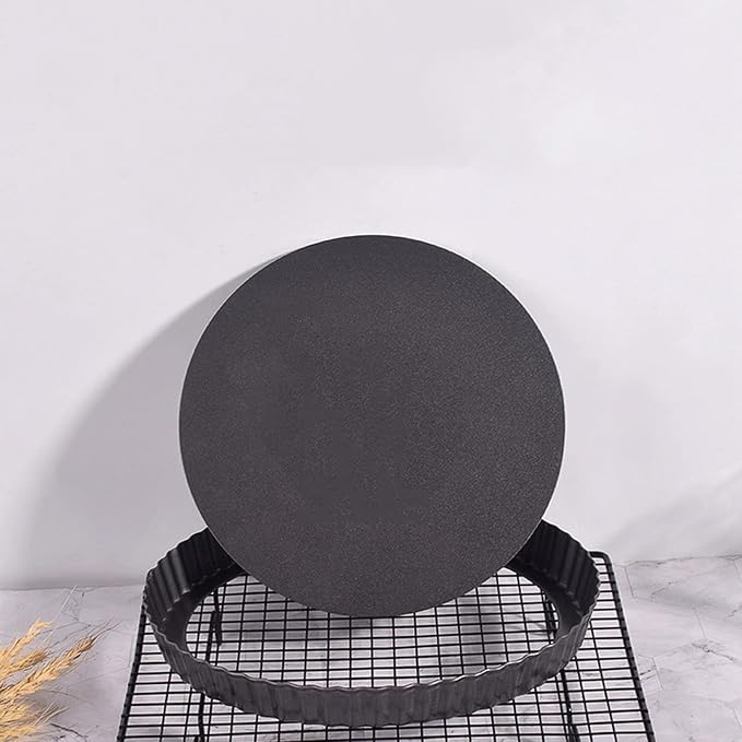 Jiawu Nonstick Tart Pan with Removable Bottom - Carbon Steel Deep Quiche Pan, Extra Thick Baking Dish for Pie, Quiche, Cake, Dishwasher Safe ([Thickened] 10-inch live bottom pie plate) - Image 2
