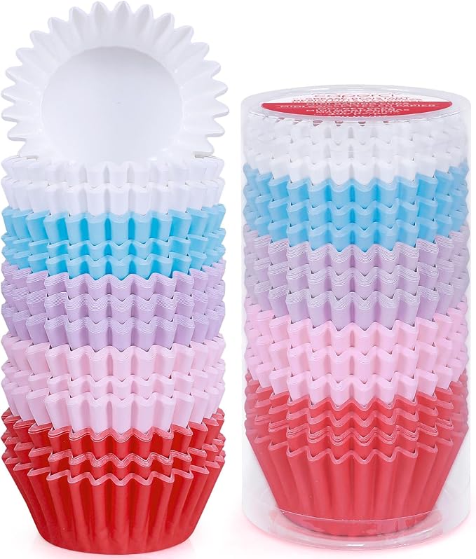 Caperci Heavy Duty Multicolor Cupcake Liners 150pcs - Standard Grease-Resistant Paper Muffin Baking Cups, Odorless, No Muffin Pan Needed, Easily Peels (Bright Assorted Colors) by Caperci