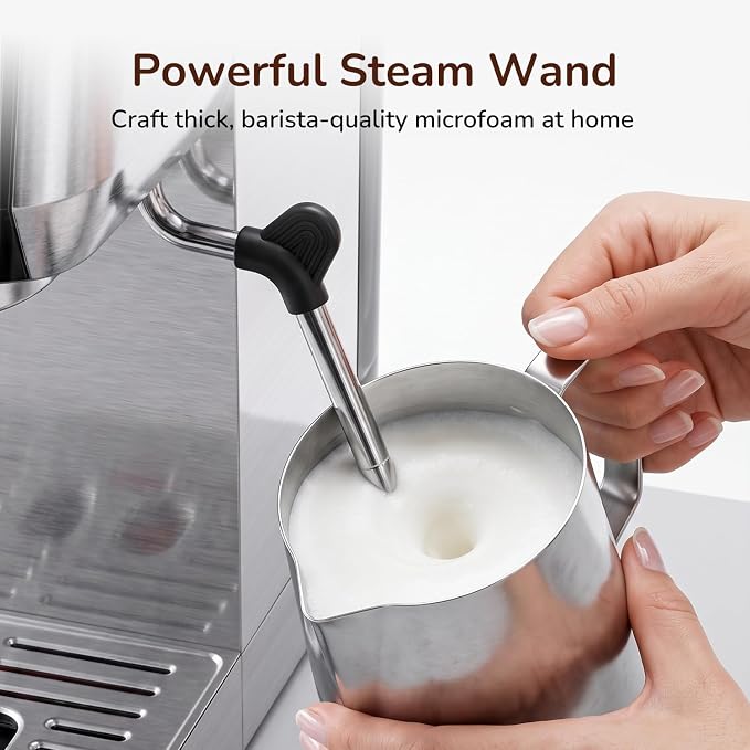 Canoly 2-in-1 Espresso Machine, Cold Brew Maker, 20 Bar Pump, Touchscreen | Steam Milk Frother for Cappuccino and Latte, Compact Home Espresso Maker, 9 Bar Extraction, Fast Heating, Easy Cleaning - Image 5